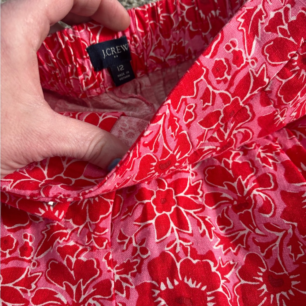 J. Crew Floral Linen Blend Elastic Back Waist Shorts - Picture 8 of 9